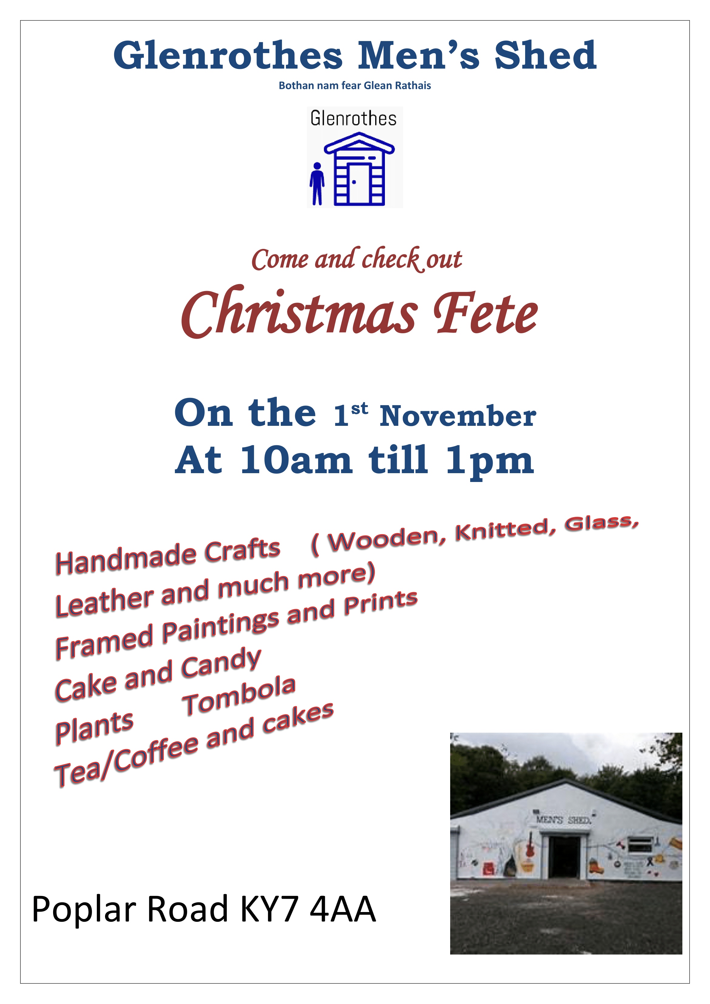 Glenrothes Menshed Fayre poster